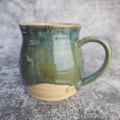 Deep greens on buff mug