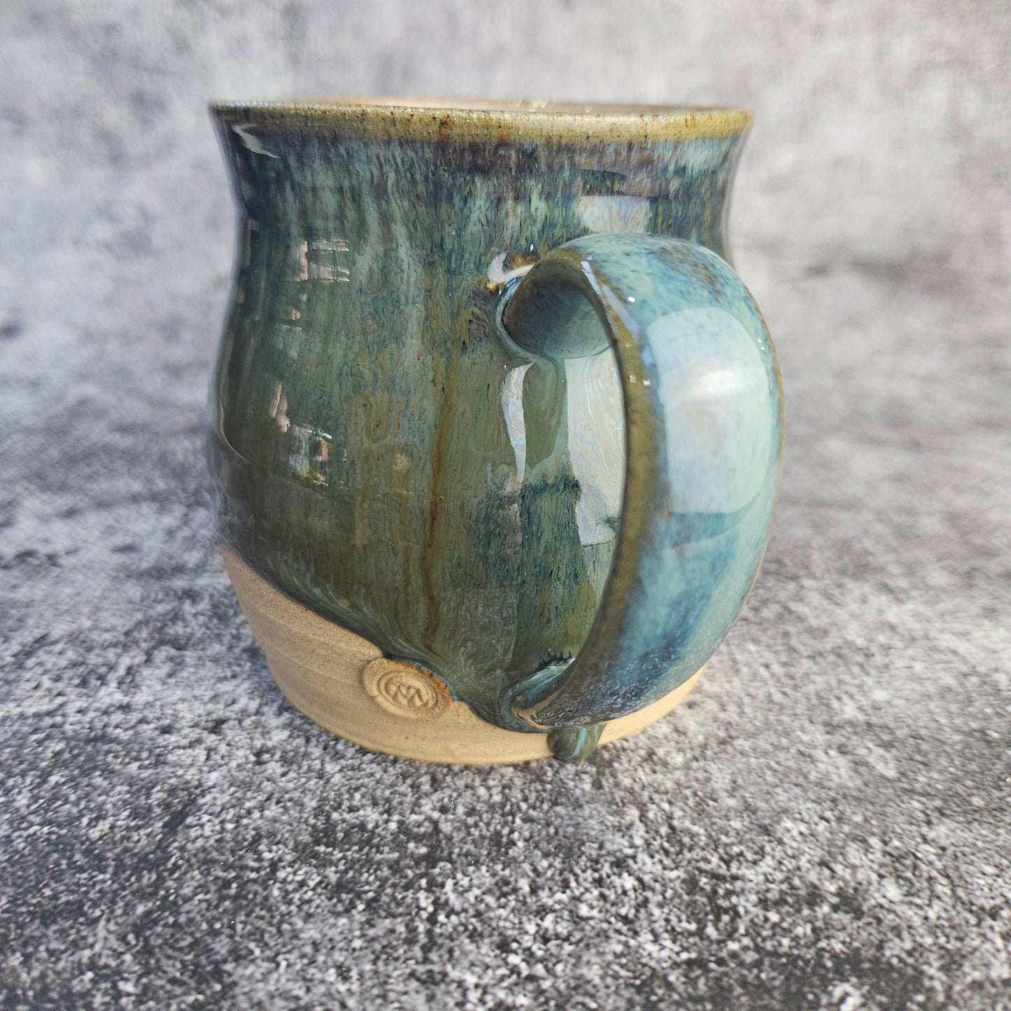 Deep greens on buff mug