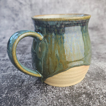 Deep greens on buff mug