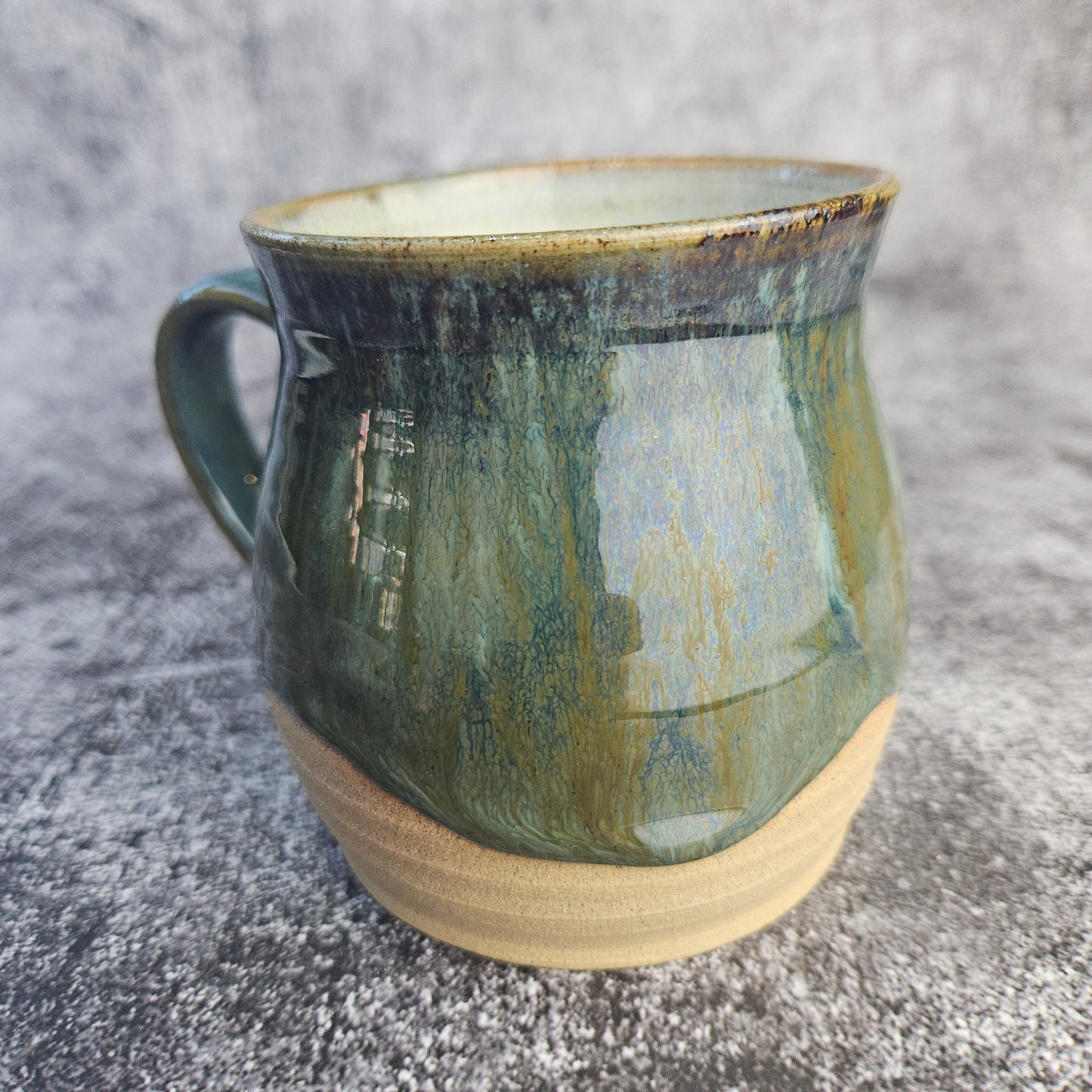 Deep greens on buff mug