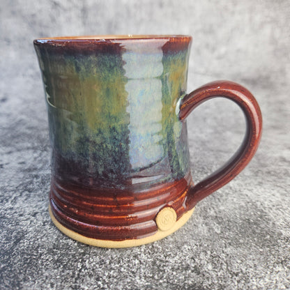 Green & Red Ribbed Mug