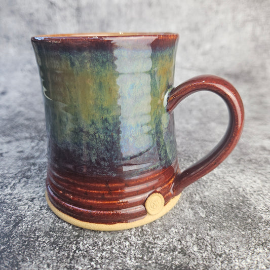 Green & Red Ribbed Mug