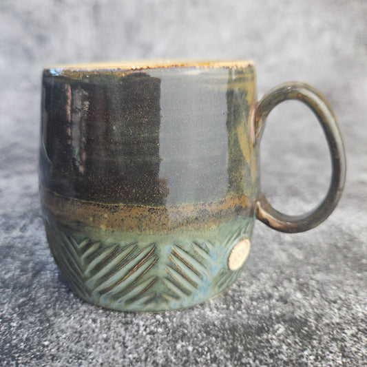 Carved rustic mug, small