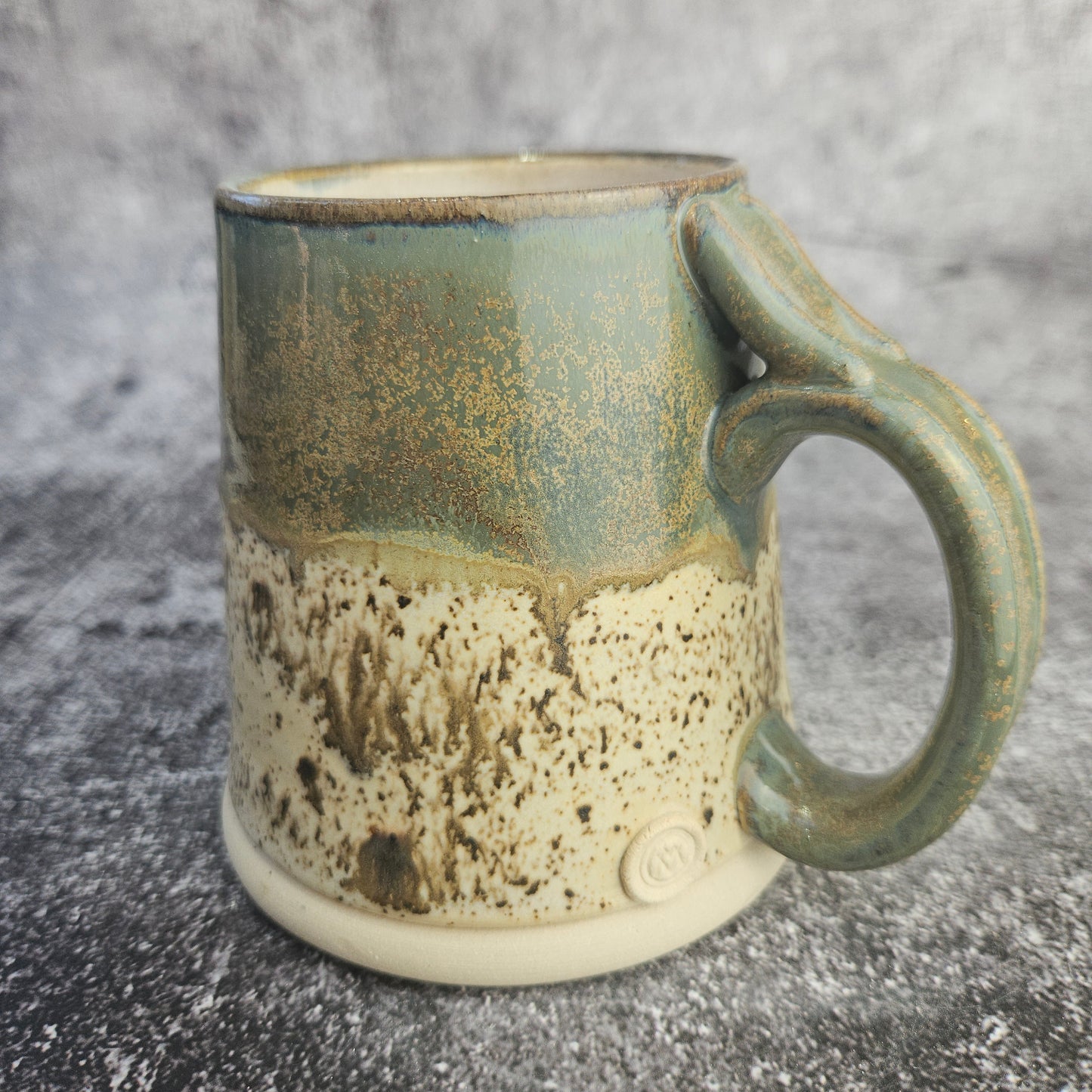 Smoke and speckled tankard mug