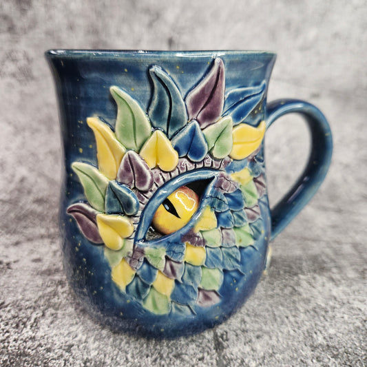 Mardi Gras Dragon Eye Mug. R/H Handle