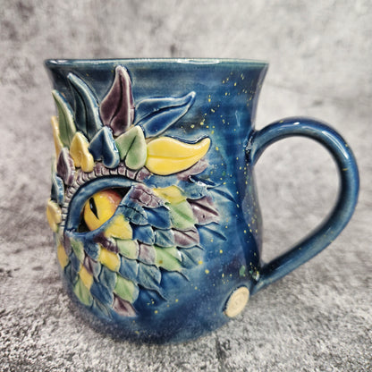 Mardi Gras Dragon Eye Mug. R/H Handle