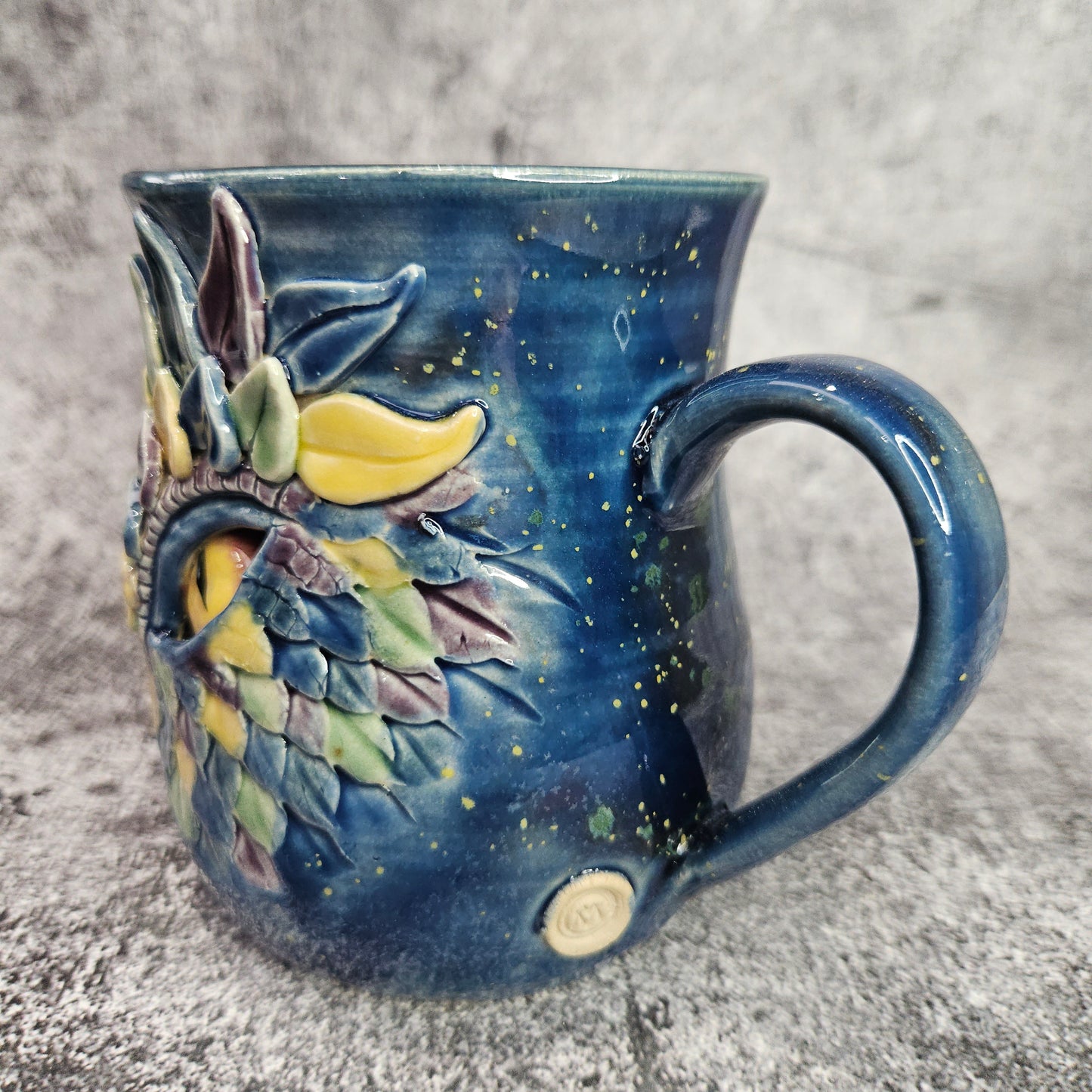 Mardi Gras Dragon Eye Mug. R/H Handle